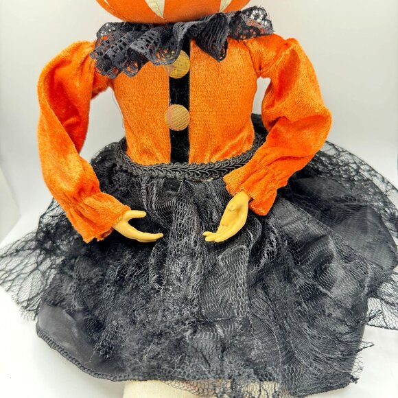 Pumpkin Head Halloween Doll 24" Orange Black - Picture 7 of 15